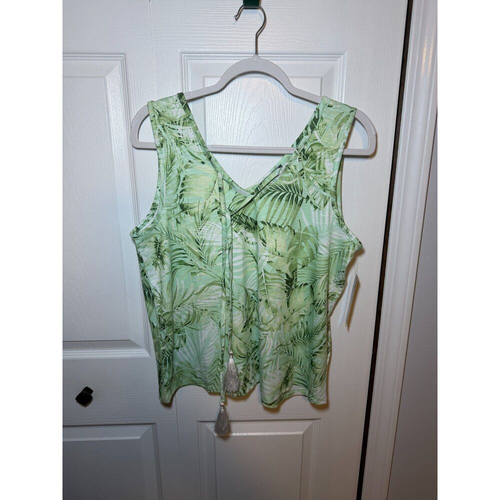Thomas & Olivia Women's Tropical Leaf Tassel Tank Top NWT Size Large